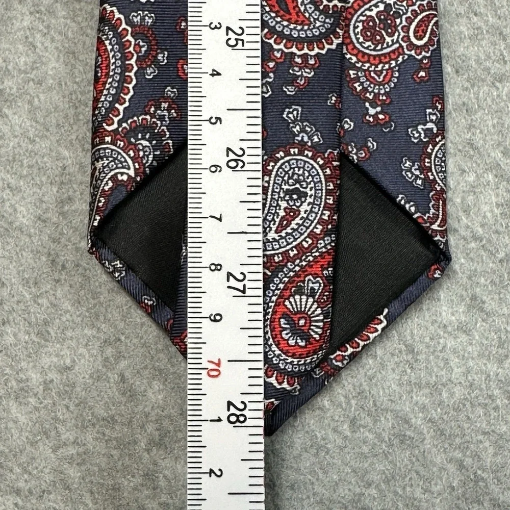 Reed James 100% Silk Navy Red Paisley Necktie Mens Classic Width Tie 56x3.1in